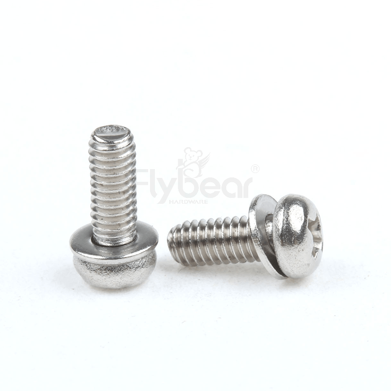 304不锈钢A2-50十字槽盘头带弹垫组合螺钉Q/DM-02