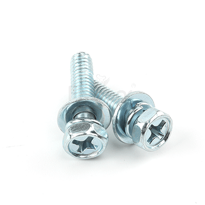 碳钢十字槽凹穴六角头平弹垫组合螺钉GB9074.13