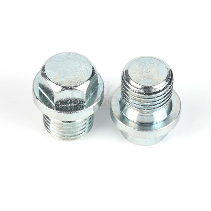 碳钢蓝白锌外六角带介螺塞DIN910